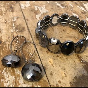 Jet Bead Bracelet & Earings